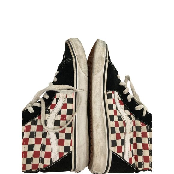 Vans Kids Size 6.5  Sk8-Hi black Red White canvas Checkerboard Hi-Top Sneakers - Picture 6 of 8